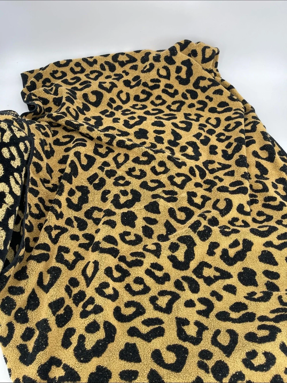 Christian Lacroix Black and Gold Leopard Print Bath Towels-Set Of 3